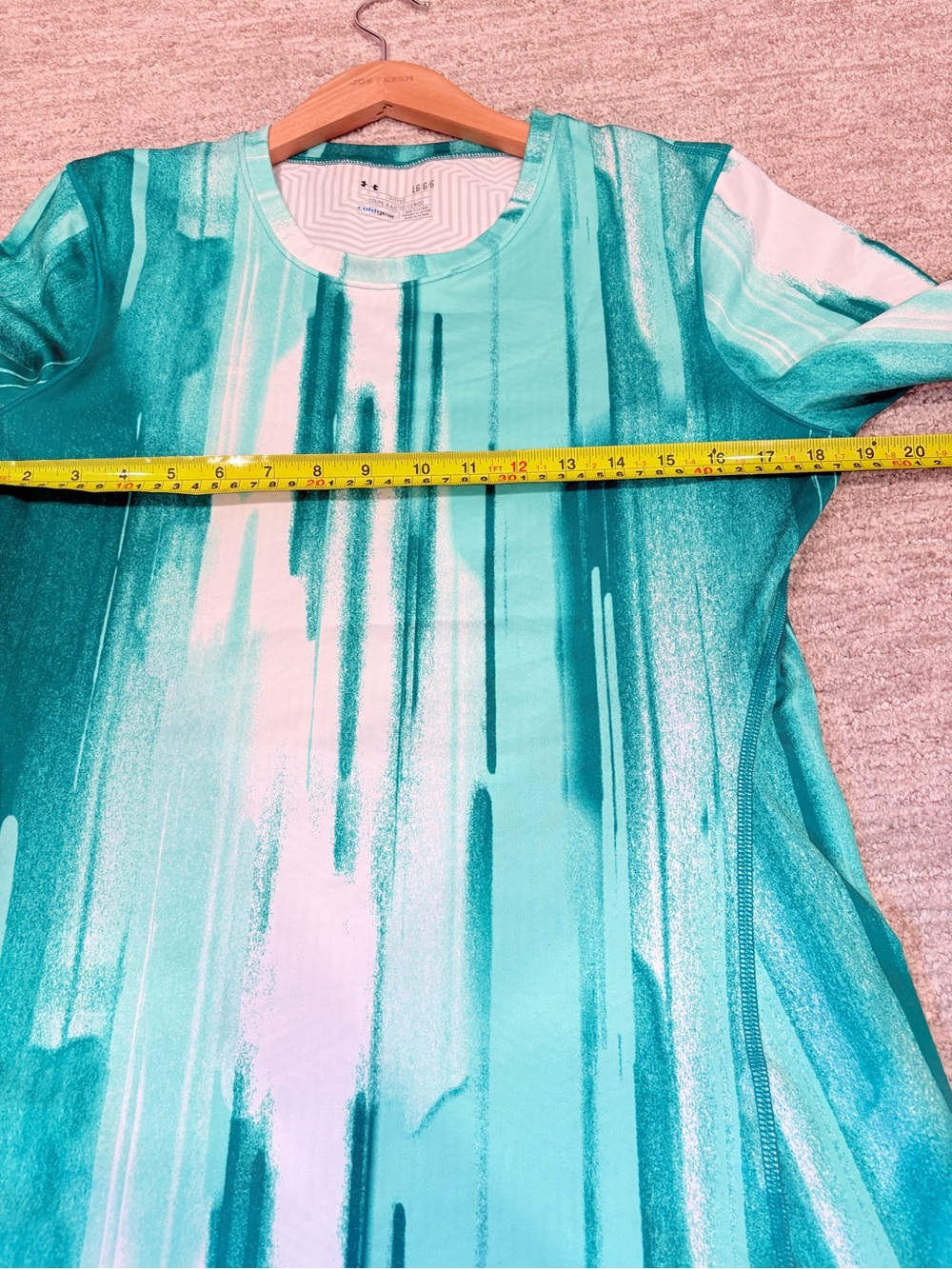 Under Armour ColdGear Fitted Long Sleeve Running Top Teal Print Size L - Picture 5 of 7